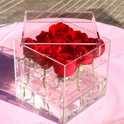 Square transparent acrylic wedding flower display box