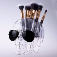 Hot sale acrylic cosmetic skull makeup brush holder