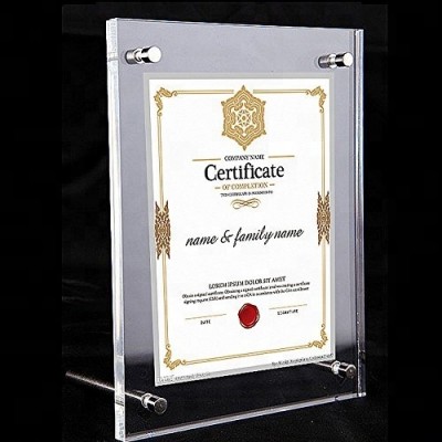 Transparent rectangle acrylic certificate photo frame